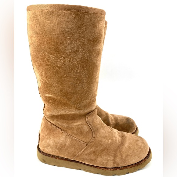 UGG Tall Etta Chestnut Side Zip Shearling Lined Boots - Picture 1 of 12